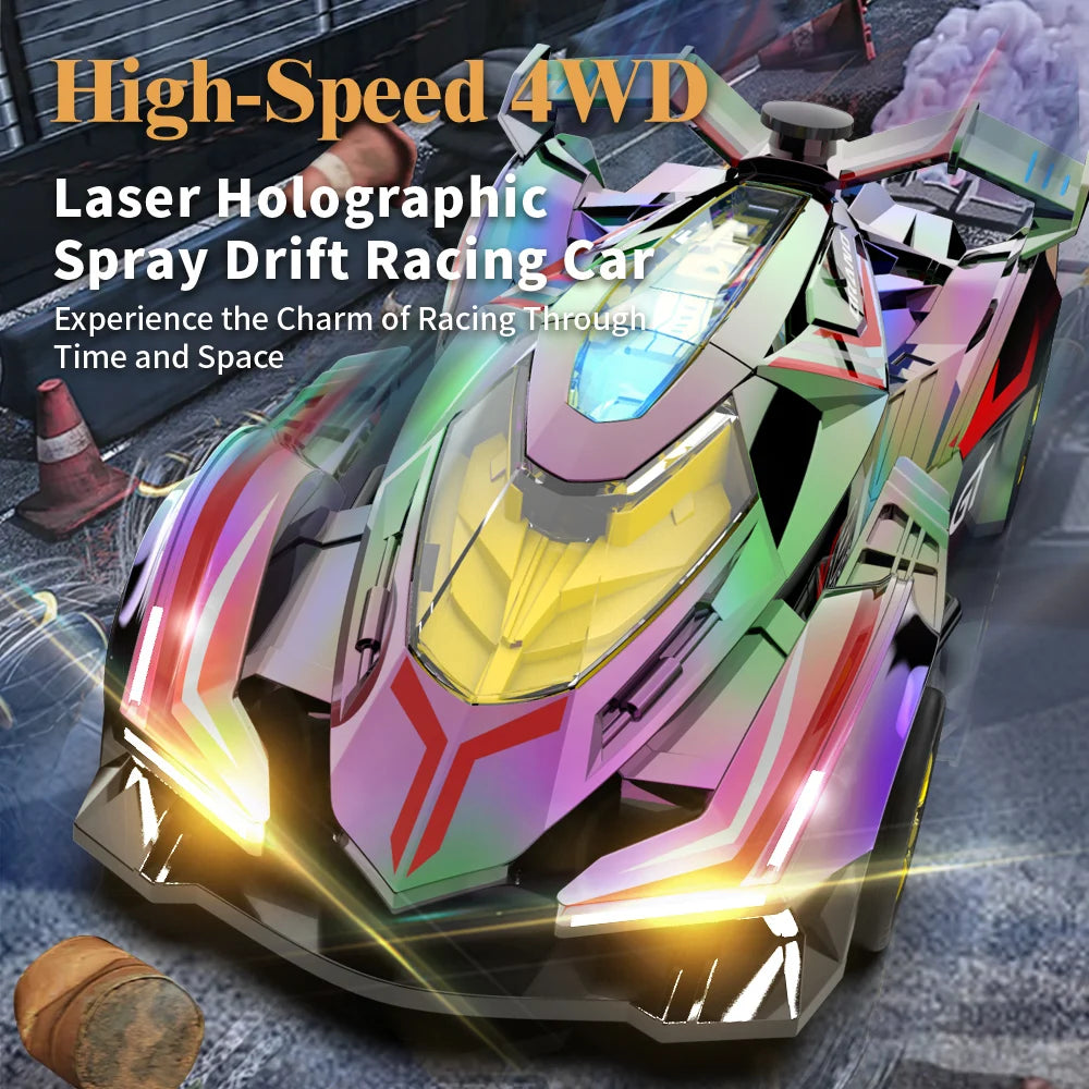 2.4G Neon Laser RC Raceauto | 4WD Hoge Snelheid Drift Voertuig met Sci-Fi Spray Effect | Speelgoed Cadeau voor Kinderen