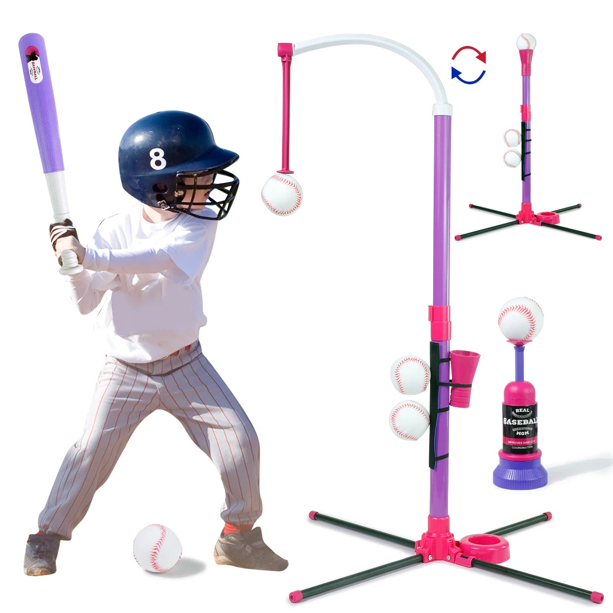 3-in-1 Baseball Speelset | T-Ball, Staande Bal & Auto Launcher