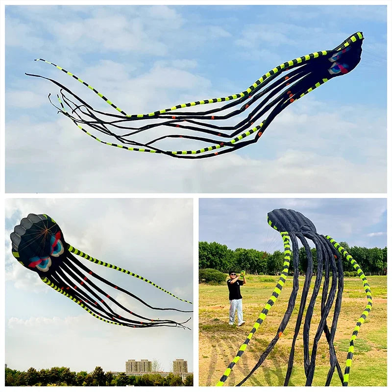 3D 8m Octopus Vlieger | Zachte Dierenvlieger, 4 Kleuren, Nylon, Makkelijk te Laten Vliegen, Scheurbestendig