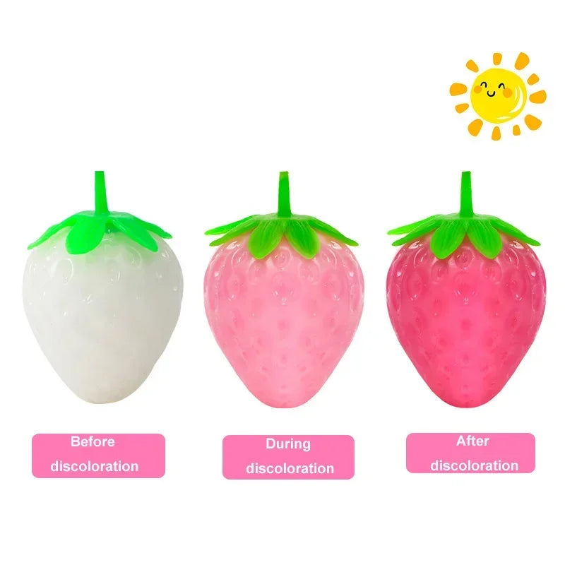Simulatie Kleurveranderende Aardbei Squishy | Kindvriendelijke Stressbal, Fidget Speelgoed voor Ontspanning & Autisme Sensorisch Speelgoed