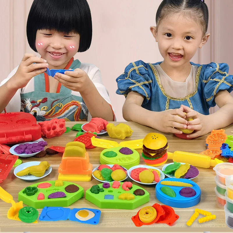 3D Klei Speelgoed | Simulatie Speelset voor Kinderen, IJsjes, Hamburgers, Noedels, Plasticine Mallen