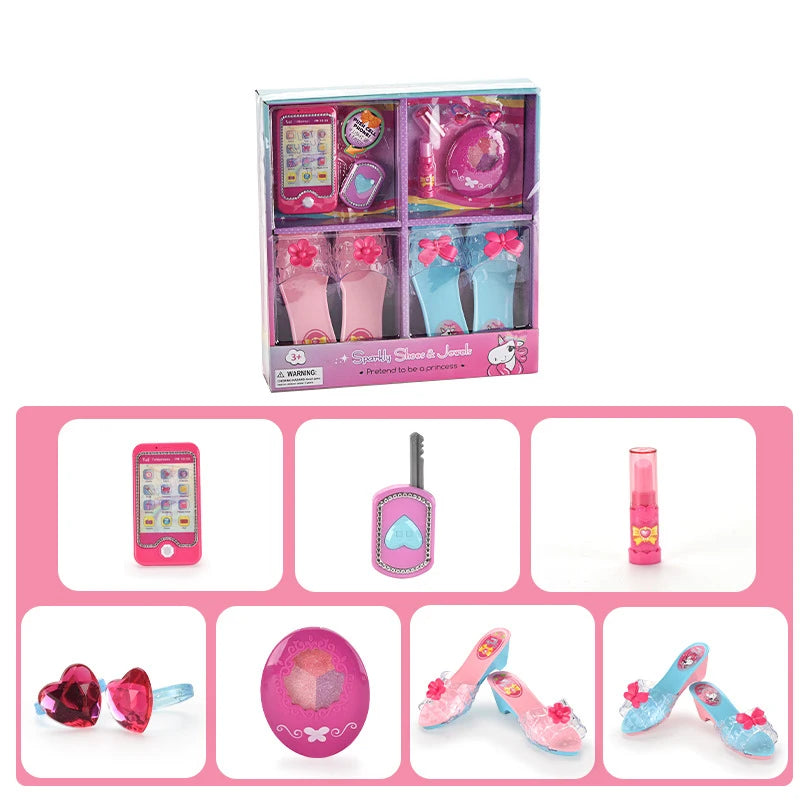 Prinsessenschoenen met Sieraden en Kroon - Elektronisch Telefoonspeelgoed Mode Beautyset voor Meisjes