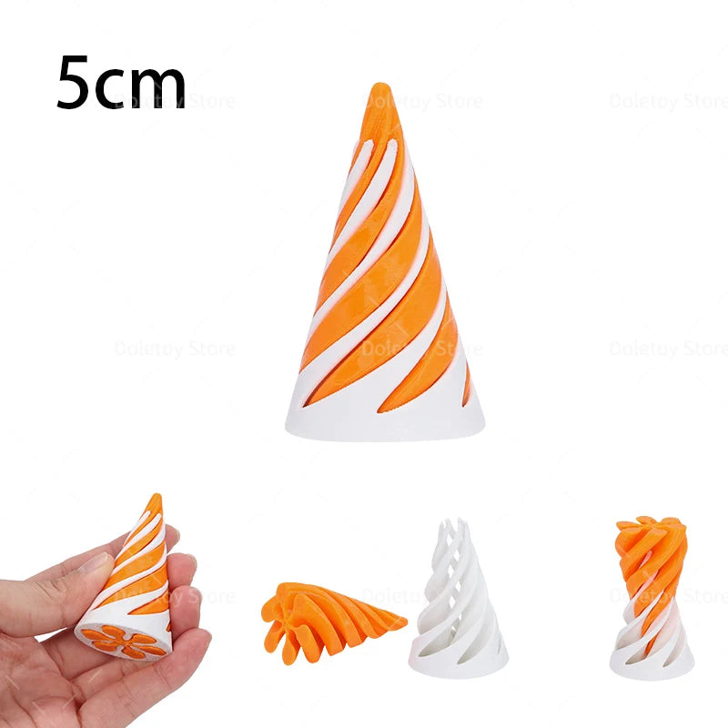 3D Geprinte Spiraalkegel Speelgoed | Onmogelijke Pyramide, Kerstboom Sculptuur, Mini Vortex Illusie Fidget Toy