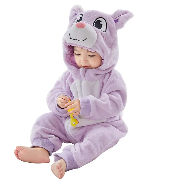 Hoodie Dieren Babysuits Romper l Duurzaam & Wasbaar met Ritssluiting