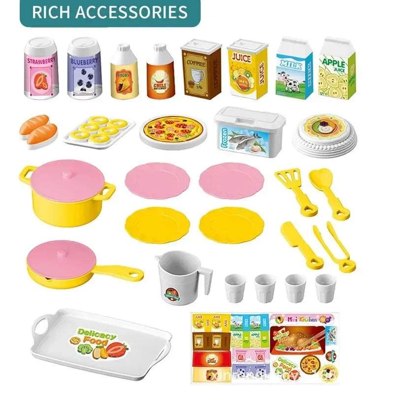 Mini Keuken Speeltafel Set | DIY Gesimuleerd Kook- en Tafelgerei, Rollenspel Speelgoed, Cadeau voor Kinderen en Jongens