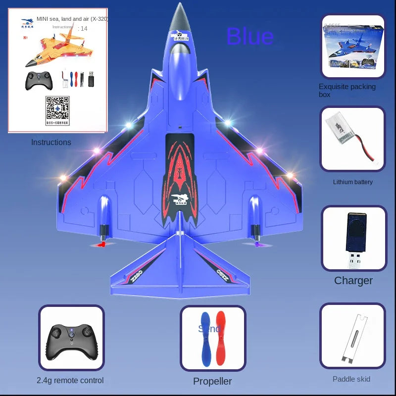 Waterbestendig Afstandsbestuurbaar Klein Vliegtuig | Model Speelgoed voor Jongens Kinderen | Vaste Vleugel Lucht en Water Vliegtuig