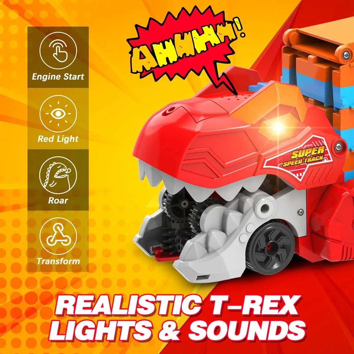 Dinosaurus 3-in-1 Transporttruck | Met 8 Raceauto’s & Geluid