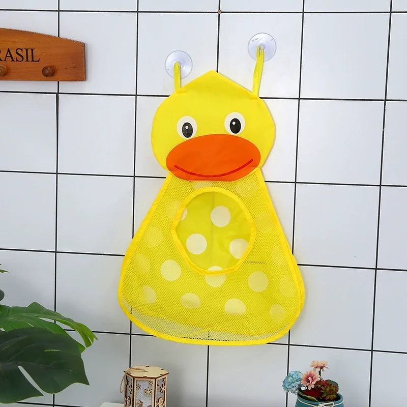 Schattige Badfiguren met Net – Eend, Tijger, Kikker, Panda | Opbergzak met Sterke Zuignappen voor Badkamer & Waterspeelgoed