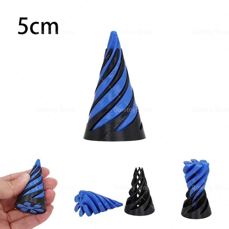 3D Geprinte Spiraalkegel Speelgoed | Onmogelijke Pyramide, Kerstboom Sculptuur, Mini Vortex Illusie Fidget Toy