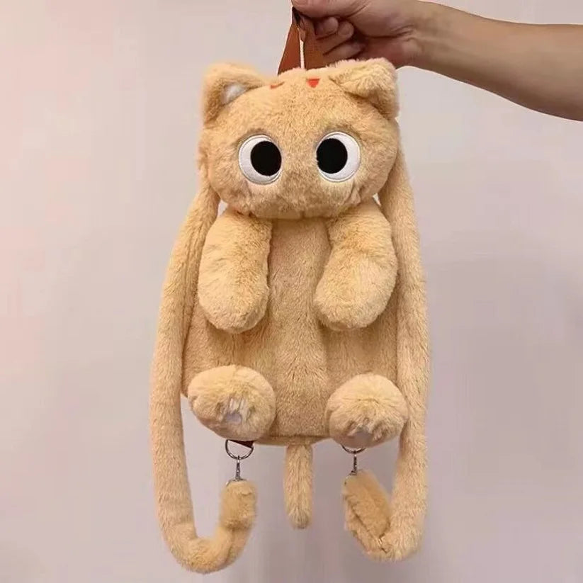 40cm Kawaii Pluchen Kat Rugzak met Grote Ogen | Grote Capaciteit Knuffelspeelgoed Tas | Geschikt voor Jongens, Meisjes en Dames | Cadeau Rugzak