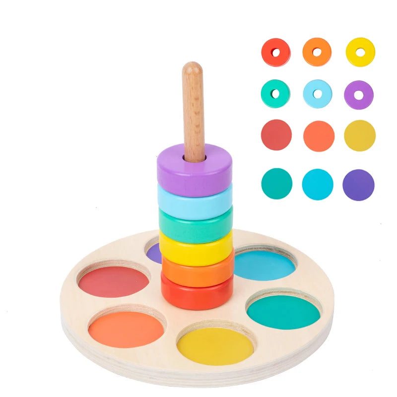 Montessori Regenboog Blokken | Houten Fijne Motoriek Trainer, Kleur- en Vormassociatie Speelgoed, Educatief voor Peuters