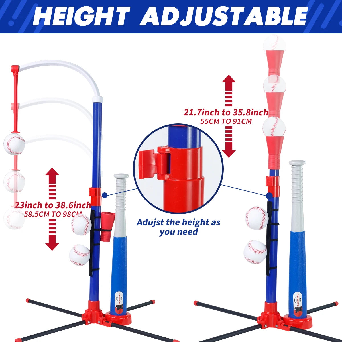 3-in-1 Baseball Speelset | T-Ball, Staande Bal & Auto Launcher