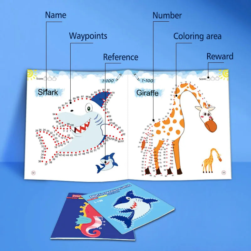 Kinder Kleur- & Leerboek | Doodle Boek met Cijfers, Educatief Teken Spel Cadeau