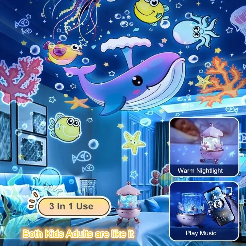 Kinder Nachtlamp Projector | USB-oplaadbare LED lamp met 12 films