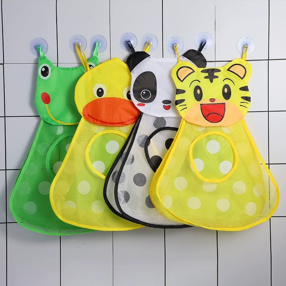 Schattige Badfiguren met Net – Eend, Tijger, Kikker, Panda | Opbergzak met Sterke Zuignappen voor Badkamer & Waterspeelgoed