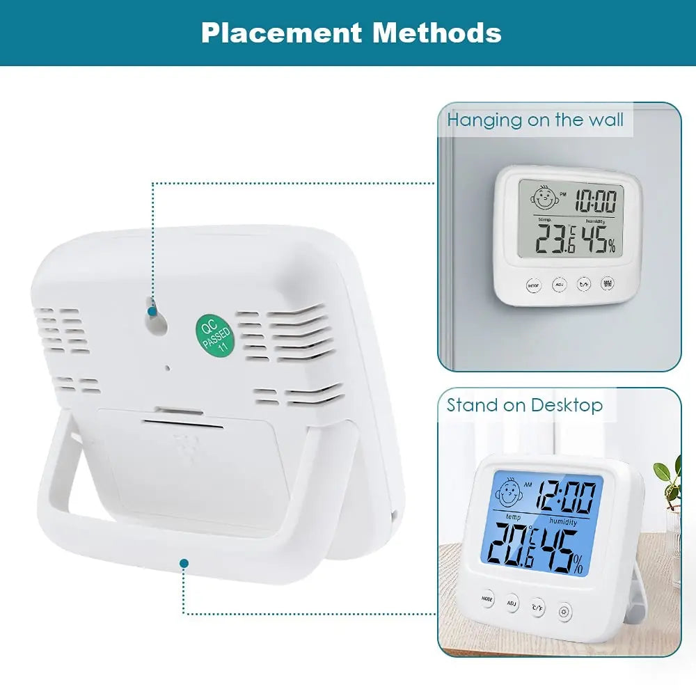 Digitale LCD Thermometer Hygrometer | Binnen Alarm Klok Elektronische Temperatuur Vochtigheid Meter Monitor Mini Weerstation