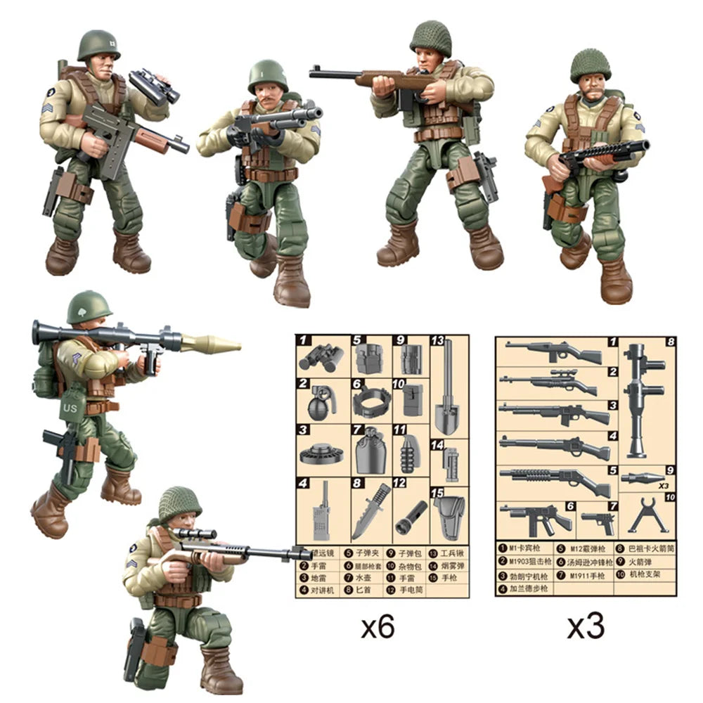 2024 Tweede Wereldoorlog WW2 Leger Militaire Soldaten SWAT Speciale Eenheid Figuren Model Bouwstenen Bricks Kinderspeelgoed Cadeau