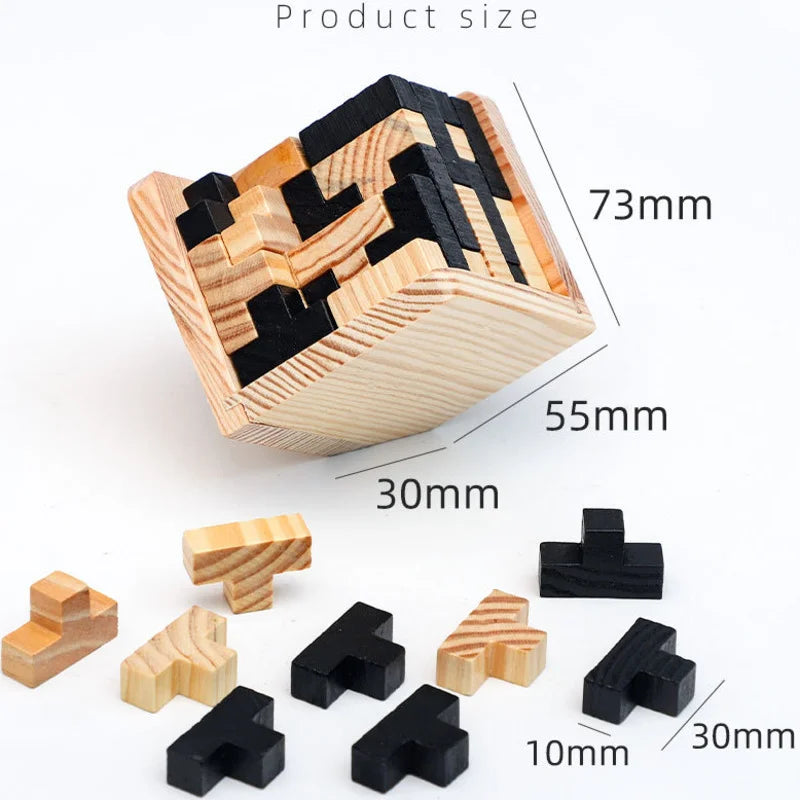 3D Houten Puzzel Kubus | Educatief Luban Speelgoed, Breinontwikkeling en Vroege Leren, Cadeau voor Kinderen