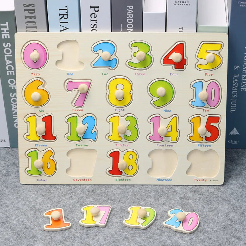 Montessori houten puzzel van 30 cm – Leren en spelen met één handgreep