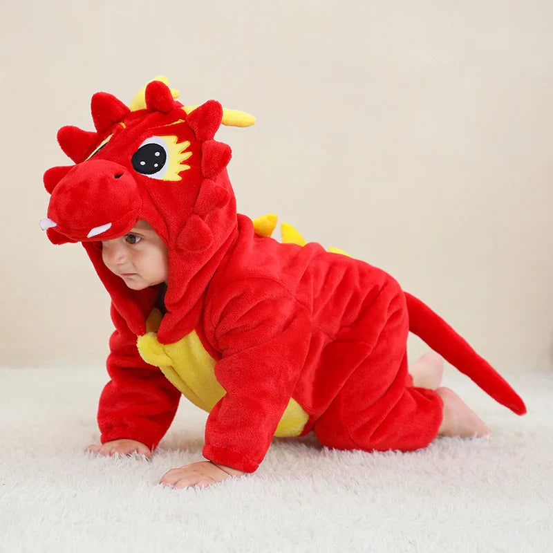 Hoodie Dieren Babysuits Romper l Duurzaam & Wasbaar met Ritssluiting