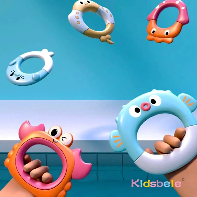 Zomers Bad- en Zwembadspeelgoed – Spuitende Schildpad met 5 Ringen | Drijvend Waterspeelgoed voor Baby’s & Peuters