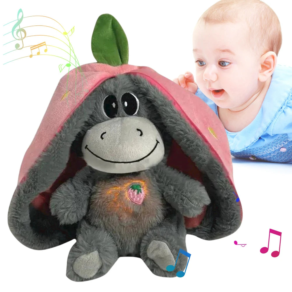 30cm Aardbei Ezel Knuffel met Licht | Creatieve Baby Pop, Ademend Pluche Slaapspeeltje als Fruitfiguur