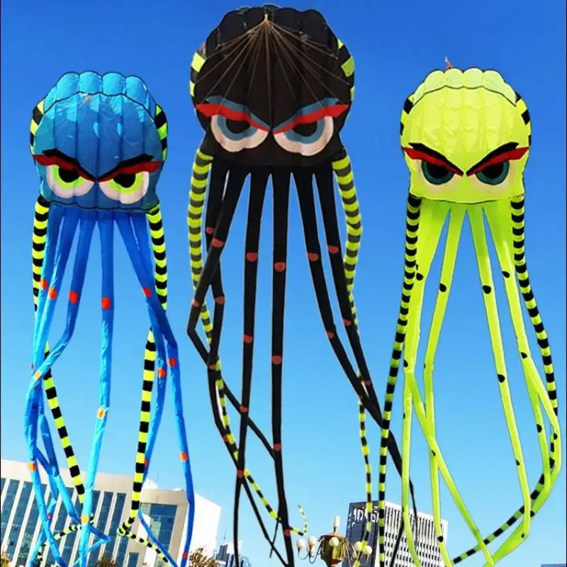 3D 8m Octopus Vlieger | Zachte Dierenvlieger, 4 Kleuren, Nylon, Makkelijk te Laten Vliegen, Scheurbestendig