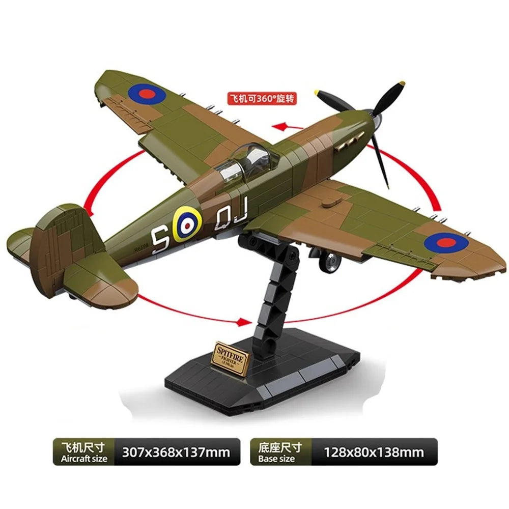 Tweede Wereldoorlog WW2 Leger Militaire Soldaten SWAT UK: Spitfire Fighter F MK. Ia Model Bouwstenen Bricks Kinderspeelgoed Cadeau