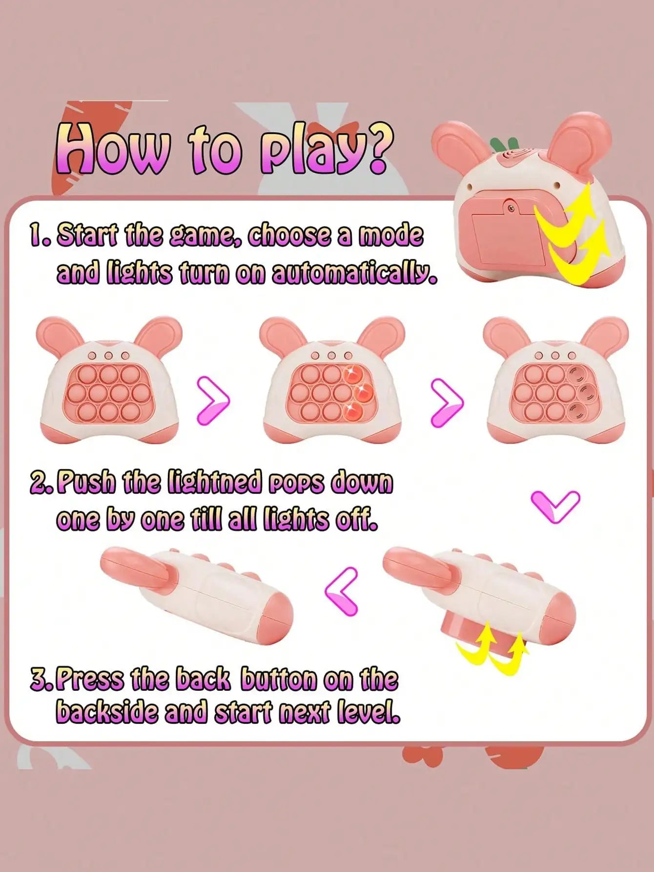 Pop It Fidget Game met Licht & Geluid | Kinderspel Handheld