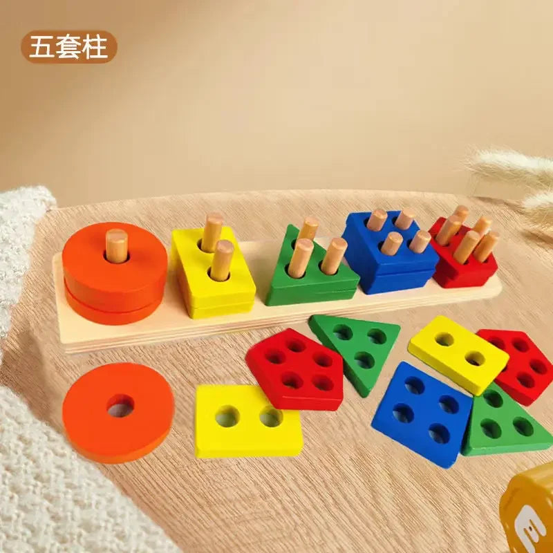 Montessori houten sorteer- en stapelspeelgoed Puzzel voor kinderen en peuters Speelgoed voor fijne motoriek voor kinderen van 1 jaar