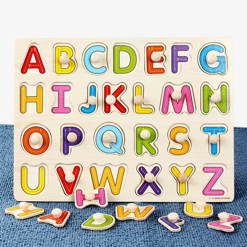 30cm Montessori Houten Puzzelbord | Hand-Oog Coördinatie | Cartoon Dieren & Voertuigen | Educatief Cadeau