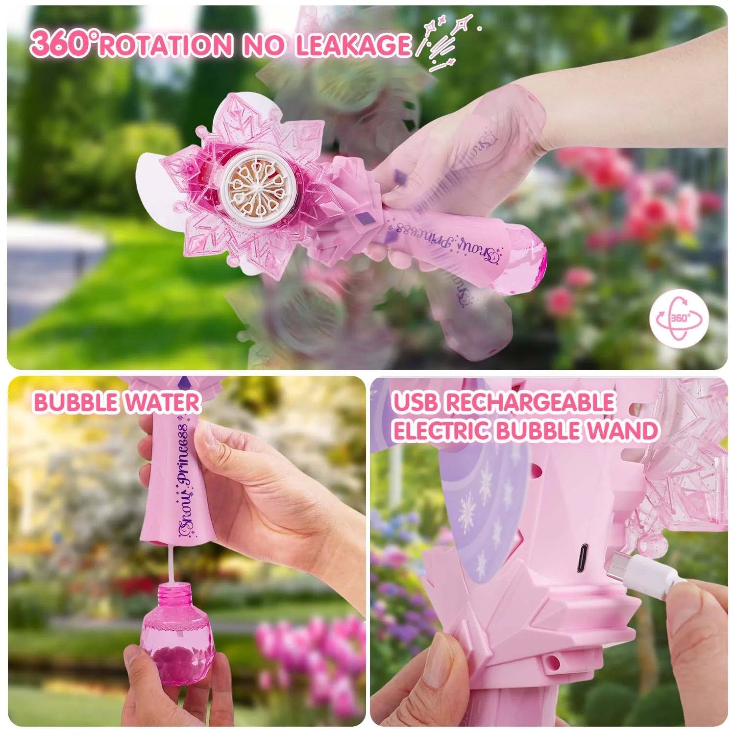 Oplaadbare bellenblaas toverstaf X2 voor kinderen - Automatische bellenblazer met LED-licht en muziek, leuk buitenspeelgoed voor jongens en meisjes.