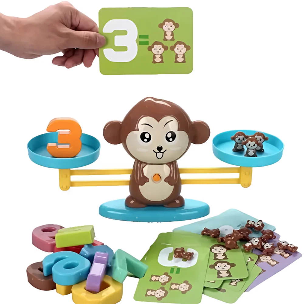Monkey Balans Wiskundespel | Montessori Telspel voor Peuters & Kleuters