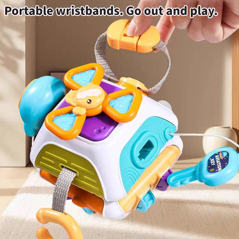 Montessori Sensorisch Speelgoed - Multifacted Kubus Drukbal voor Fijne Motoriek en Hand-oog Coördinatie, Educatief Speelgoed voor Baby's