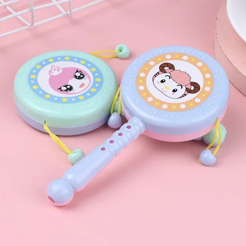 Baby rammelaar trommel|Plastic handtrommel speelgoed educatief voor peuters