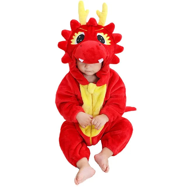 Hoodie Dieren Babysuits Romper l Duurzaam & Wasbaar met Ritssluiting