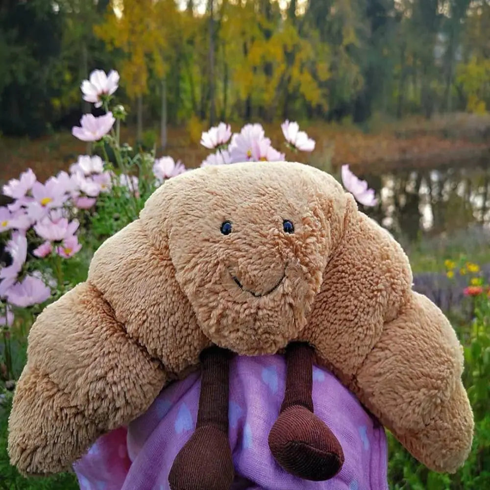 Cadeau Pop Croissant Knuffel | Lachend Brood Kussen | Schattige Pluchen Knuffelspeelgoed