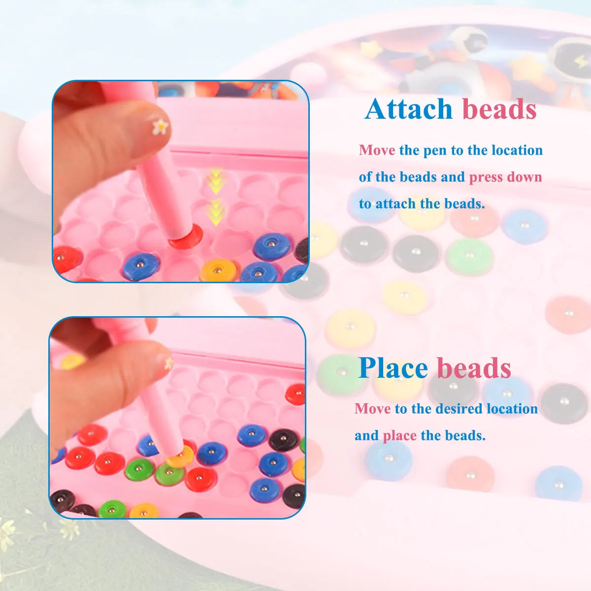 1 Stuk Magnetisch Doodle Bord voor Kinderen | Tekenspeelgoed met Pen & Kralen, Educatief Montessori Cadeau voor 3-8 Jaar