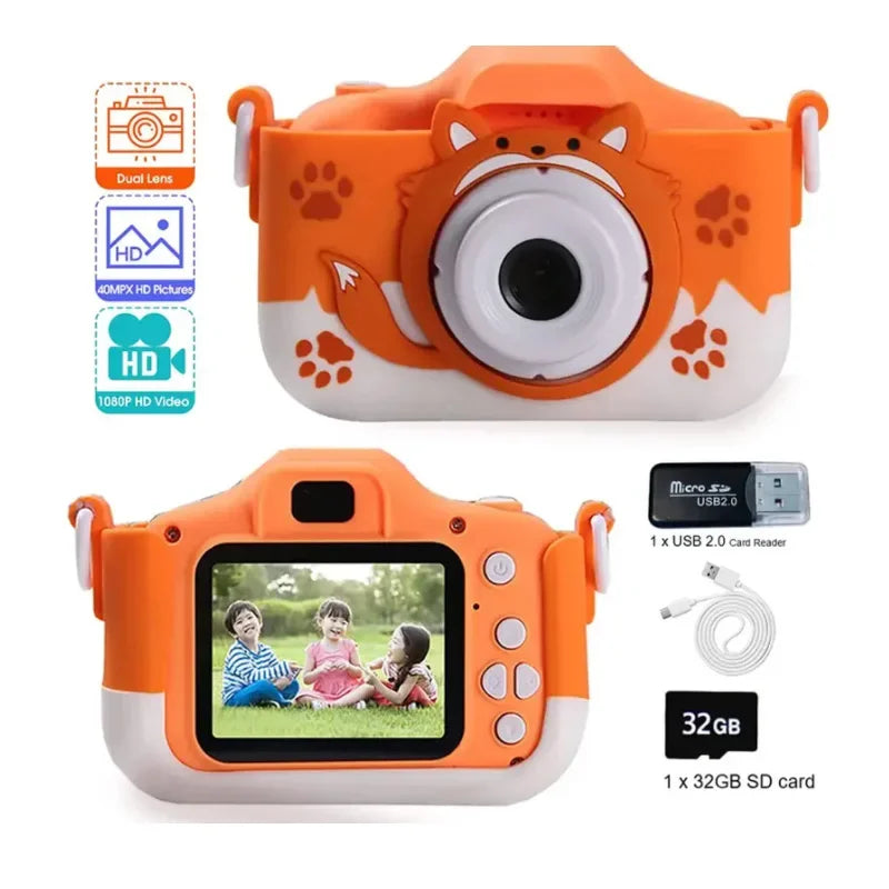 HD 1080P Kindercamera - 20MP Camera met USB-oplader, Shockproof Silicone Bescherming