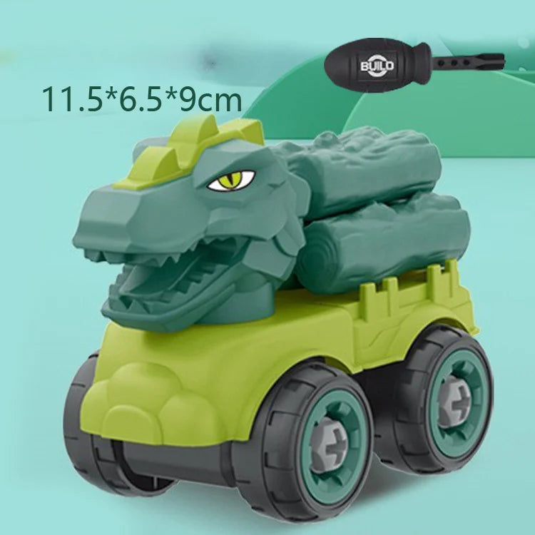 Bouwspeelgoed voor kinderen - Dinosaur auto project met graafmachine, kiepwagen, educatief DIY speelgoed