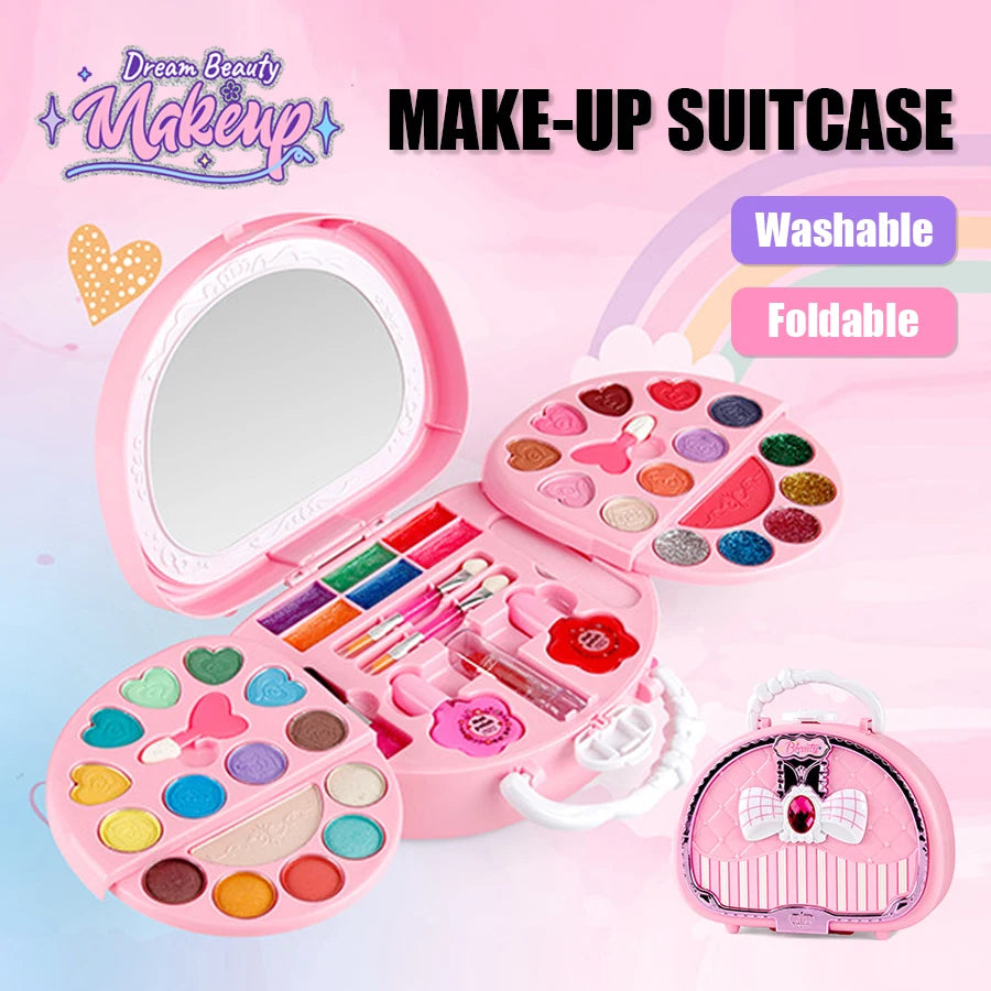 Kinderen Make-up Speelgoed Set | Wasbare Cosmetica, Veilige Pretend Play Set met Spiegel, Verjaardagscadeau voor Meisjes