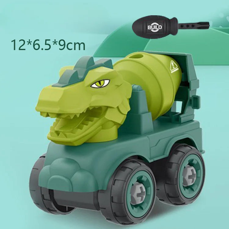 Bouwspeelgoed voor kinderen - Dinosaur auto project met graafmachine, kiepwagen, educatief DIY speelgoed