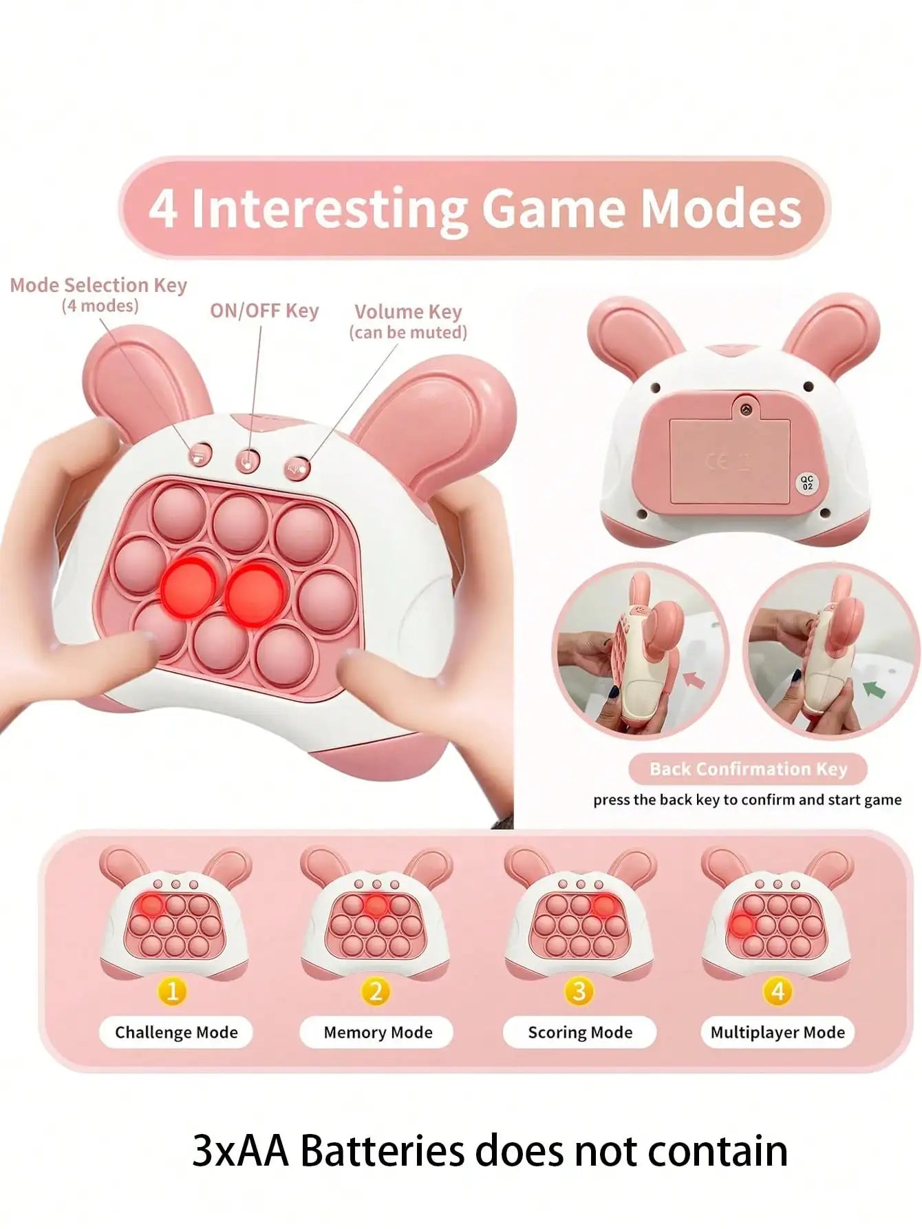 Pop It Fidget Game met Licht & Geluid | Kinderspel Handheld