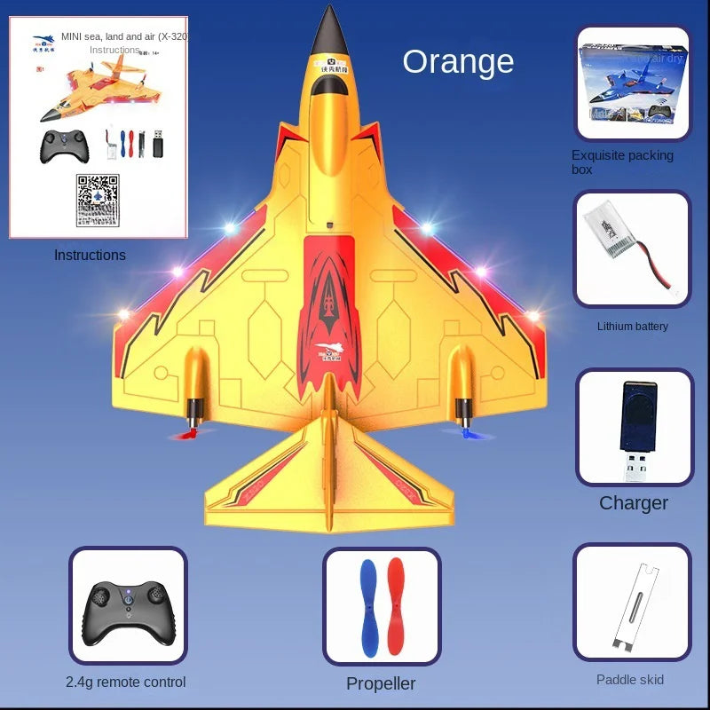 Waterbestendig Afstandsbestuurbaar Klein Vliegtuig | Model Speelgoed voor Jongens Kinderen | Vaste Vleugel Lucht en Water Vliegtuig