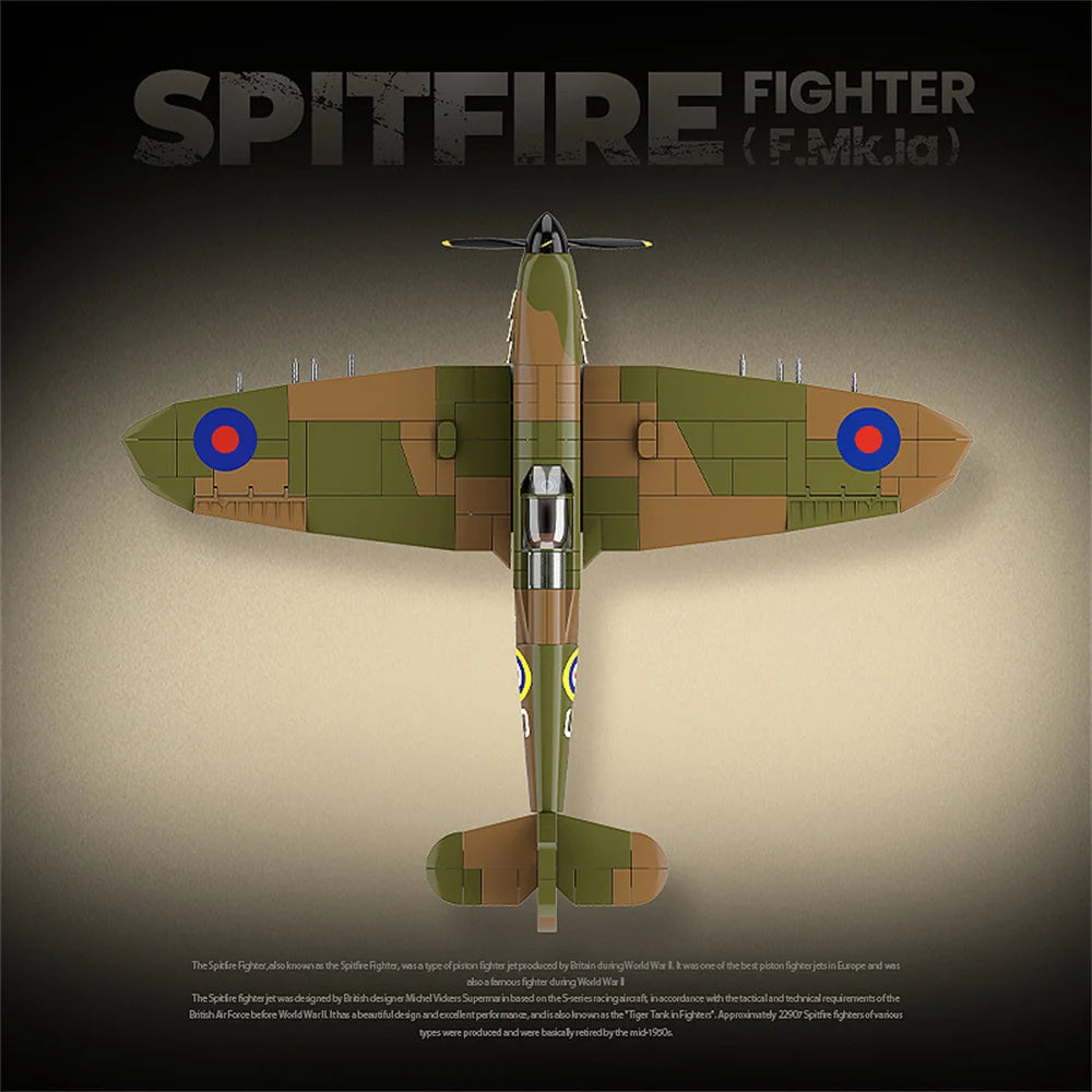 Tweede Wereldoorlog WW2 Leger Militaire Soldaten SWAT UK: Spitfire Fighter F MK. Ia Model Bouwstenen Bricks Kinderspeelgoed Cadeau