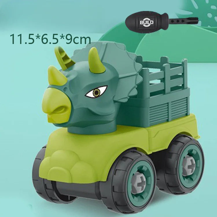 Bouwspeelgoed voor kinderen - Dinosaur auto project met graafmachine, kiepwagen, educatief DIY speelgoed
