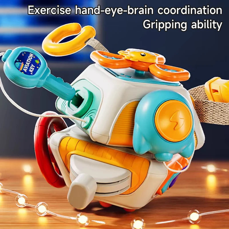 Montessori Sensorisch Speelgoed - Multifacted Kubus Drukbal voor Fijne Motoriek en Hand-oog Coördinatie, Educatief Speelgoed voor Baby's