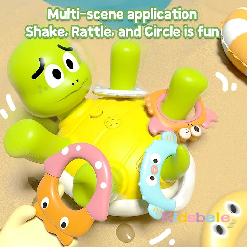 Zomers Bad- en Zwembadspeelgoed – Spuitende Schildpad met 5 Ringen | Drijvend Waterspeelgoed voor Baby’s & Peuters