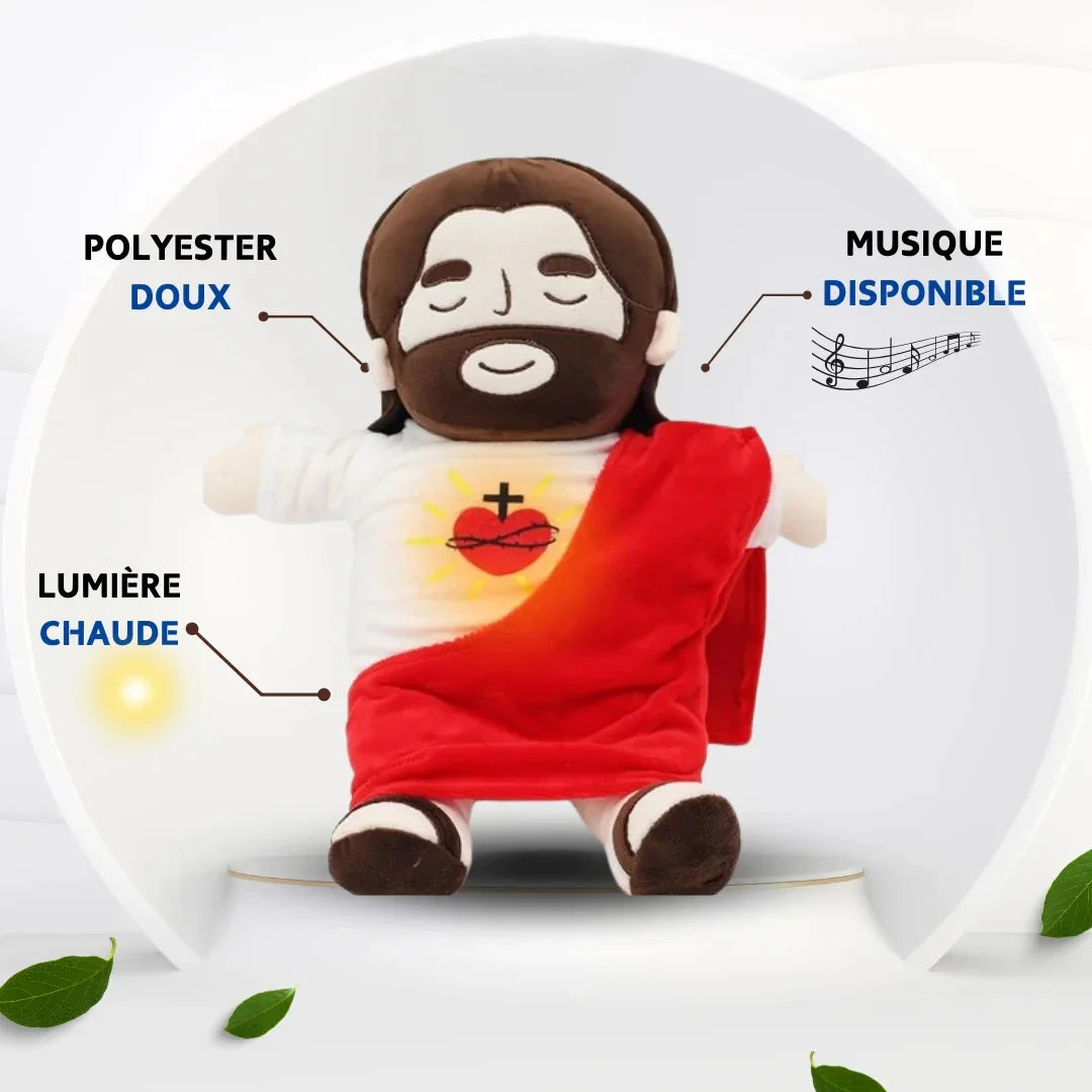 Ademende Jezus Knuffel | Muzikaal Troostspeeltje voor Baby’s, Licht & Geluid, Kerstcadeau voor Kinderen