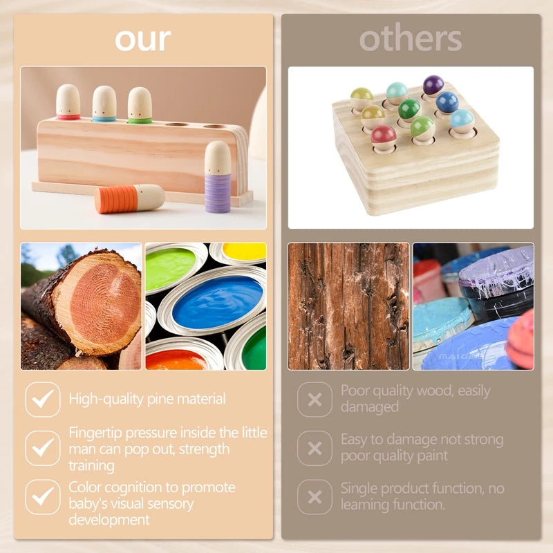 Houten Springend Mannetje | Kleurherkenning & Coördinatiespel, Educatief Speelgoed voor Baby’s